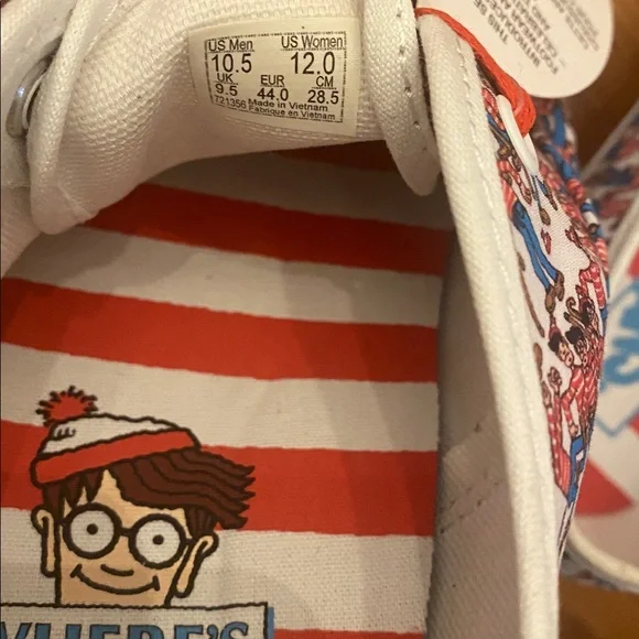 NEW Vans 'Where's Waldo?' Red and White Sneakers Size 10.5 Men’s and Women’s 12 - Picture 5 of 5
